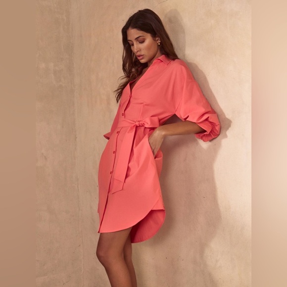 Brochu Walker The Kate Belted Mini Dress in Coral - Picture 1 of 6